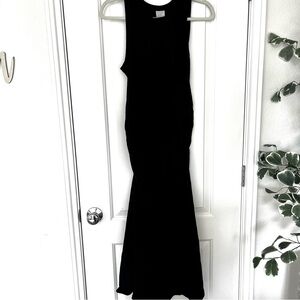 Maternity Black Side Sinched Dress Midi